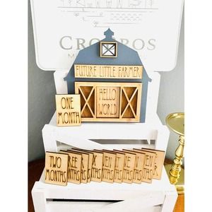 14 Piece Gray Barn Themed Interchangeable Baby Milestones (GB)